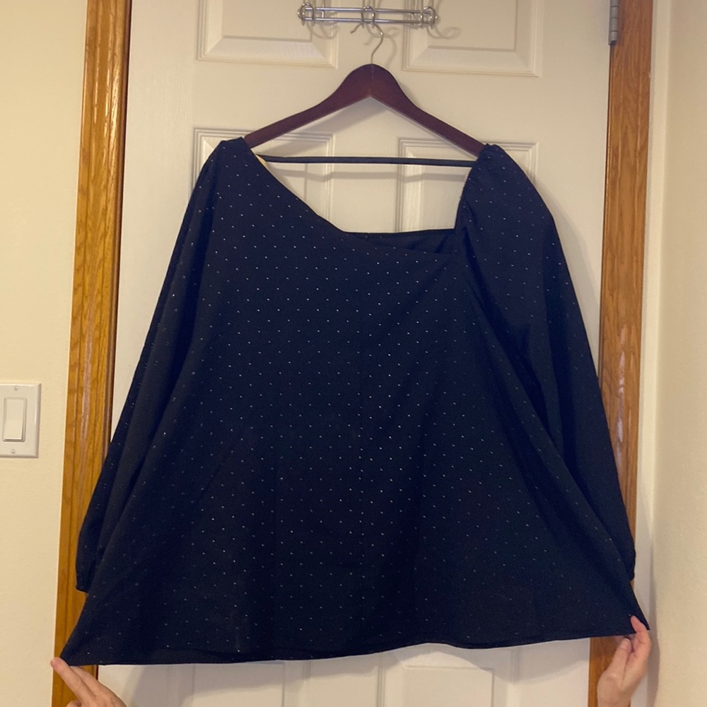 COPY - Lane Bryant classic long sleeve Asymmetrical-Neckline Top, 30/32